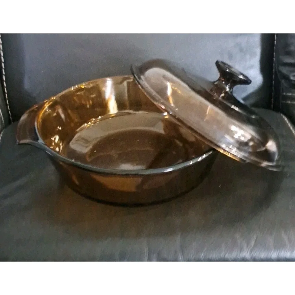 Vintage Anchor Hocking Amber Brown‎ Glass 1.5 Quart With Lid Casserole Dish
